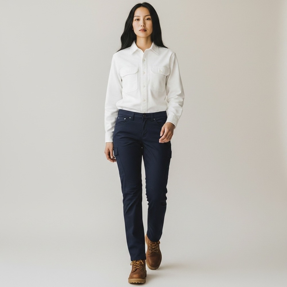 Duluth Trading Co Flexpedition Pants Women 8x33 Navy Solid Straight Leg Outdoor